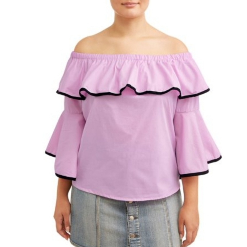 No Comment Plus Off Shoulder Flounce Sleeve 1X